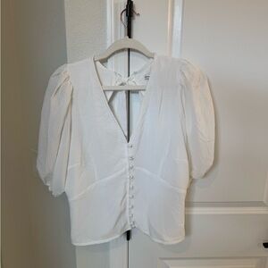 Abercrombie & Fitch White Puff Sleeve Blouse